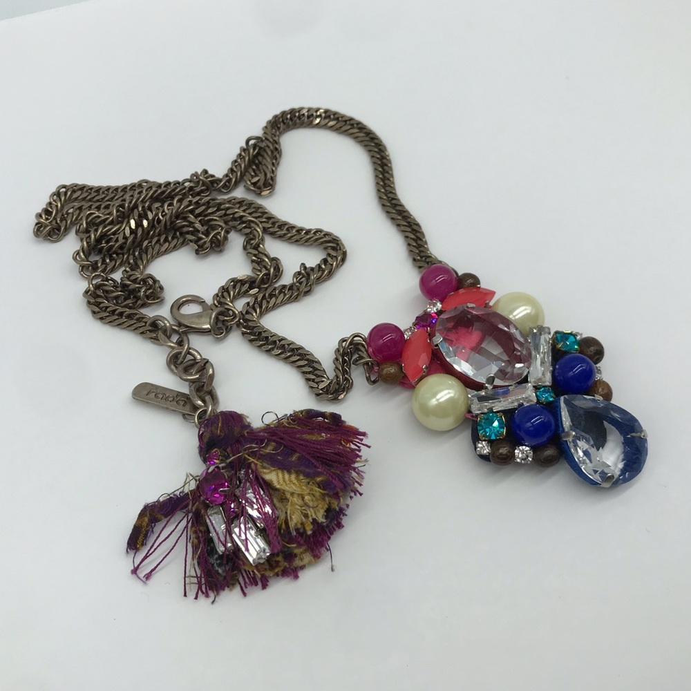 🌸Anthropologie Rada Tassel Rhinestone Necklace
